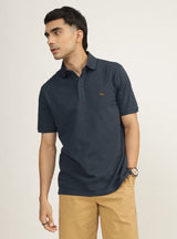 Men's Blue Casual Regular Fit Solid Half Sleeves Polo Tshirt