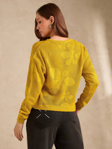 Women's Mustard Bold Floral Print Sweater