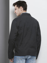 Men's Slim Fit Solid Full Sleeves Cutaway Collar Street Wear Over Shirt