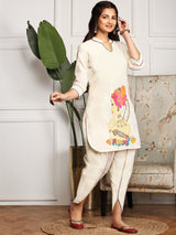 Women's Off White Cotton Kurta Set without Dupatta