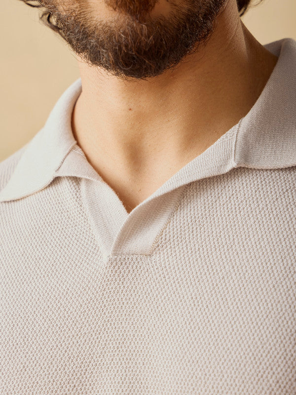 Men's Grey Casual Relaxed Fit Solid Half Sleeves Polo Tshirt