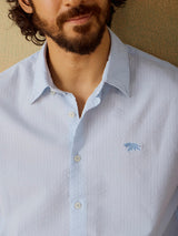 Men's Blue Casual Relaxed Fit Solid Full Sleeves Shirt