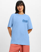 Women's Blue Casual Printed Oversized Half Sleeves Tshirt