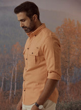 Men's Gold Casual Button-Down Regular Fit Full Sleeves Shirt