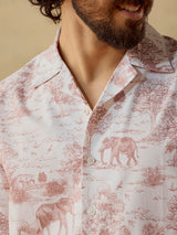 Men's White Casual Relaxed Fit Printed Half Sleeves Shirt