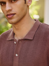 Men's Brown Casual Relaxed Fit Solid Half Sleeves Shirt