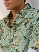 Men's Green Casual Regular Fit Printed Full Sleeves Shirt