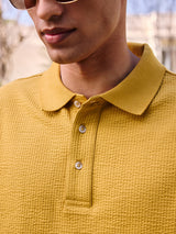 Men's Yellow Casual Regular Fit Solid Half Sleeves Polo Tshirt