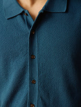 Men's Blue Casual Relaxed Fit Solid Half Sleeves Shirt