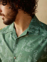 Men's Green Casual Relaxed Fit Printed Half Sleeves Shirt