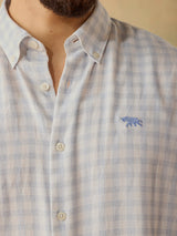 Men's Blue Casual Relaxed Fit Checkered Full Sleeves Shirt