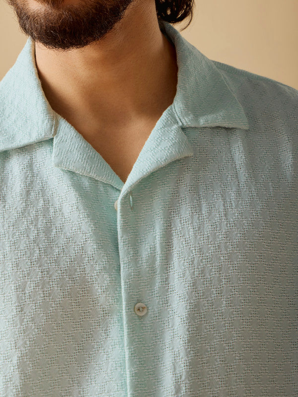 Men's Green Casual Relaxed Fit Solid Half Sleeves Shirt