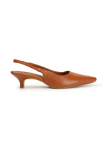 Women's Peach Pointed-Toe Slingback Kitten Heels