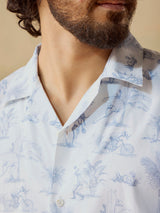 Men's White Casual Relaxed Fit Printed Half Sleeves Shirt