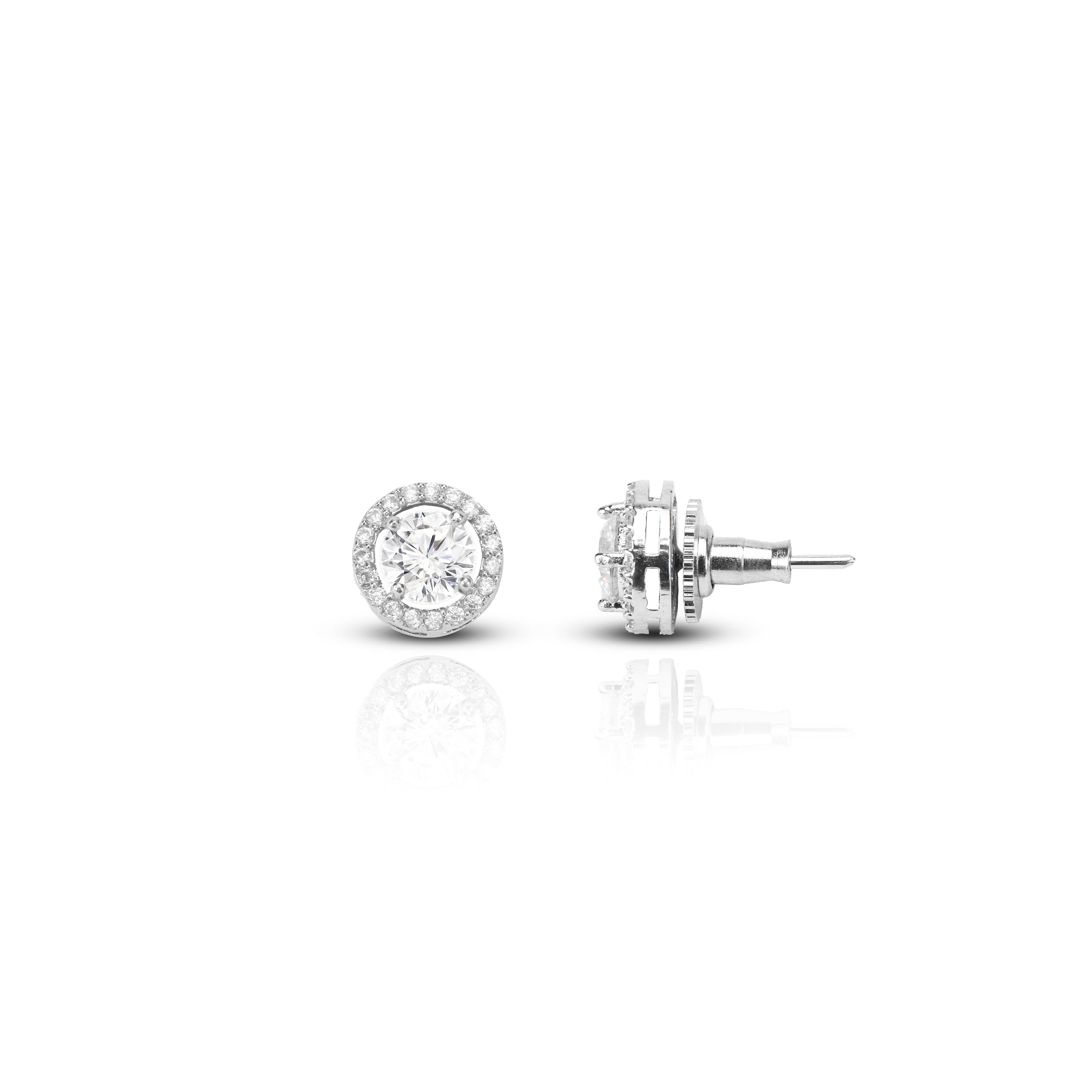 Women's Classic Halo Solitaire Earrings