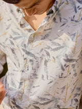 Men's Beige Casual Regular Fit Printed Full Sleeves Shirt