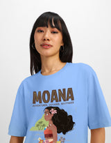 Women's Blue Casual Printed Oversized Half Sleeves Tshirt