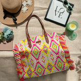 Women's Multicolor Citrus Burst Ruffle Beach Tote