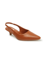 Women's Peach Pointed-Toe Slingback Kitten Heels