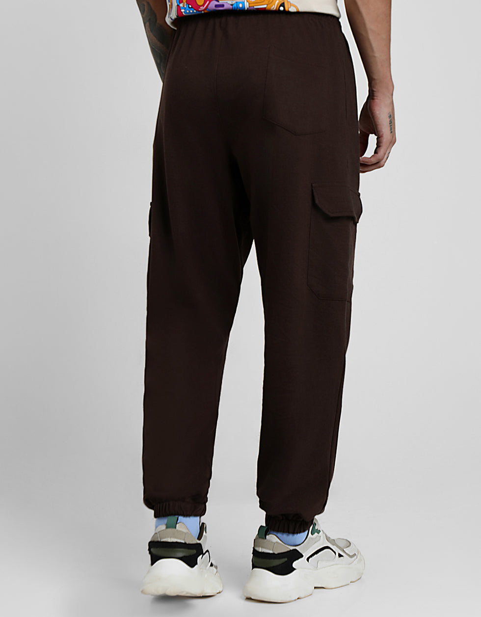 Men's Brown Casual Baggy Fit Solid Cargo