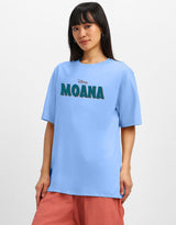 Women's Blue Casual Printed Oversized Half Sleeves Tshirt