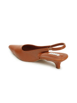 Women's Peach Pointed-Toe Slingback Kitten Heels