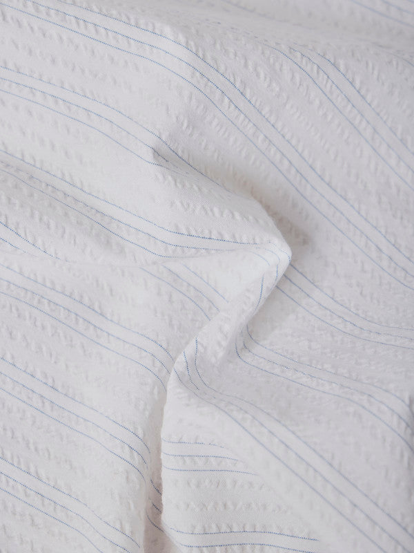 Men's White Casual Regular Fit Striped Full Sleeves Shirt