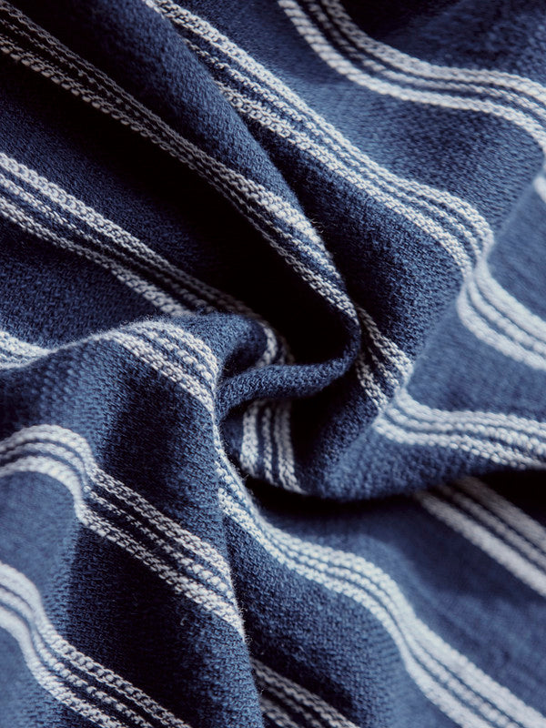 Men's Blue Casual Regular Fit Striped Half Sleeves Shirt