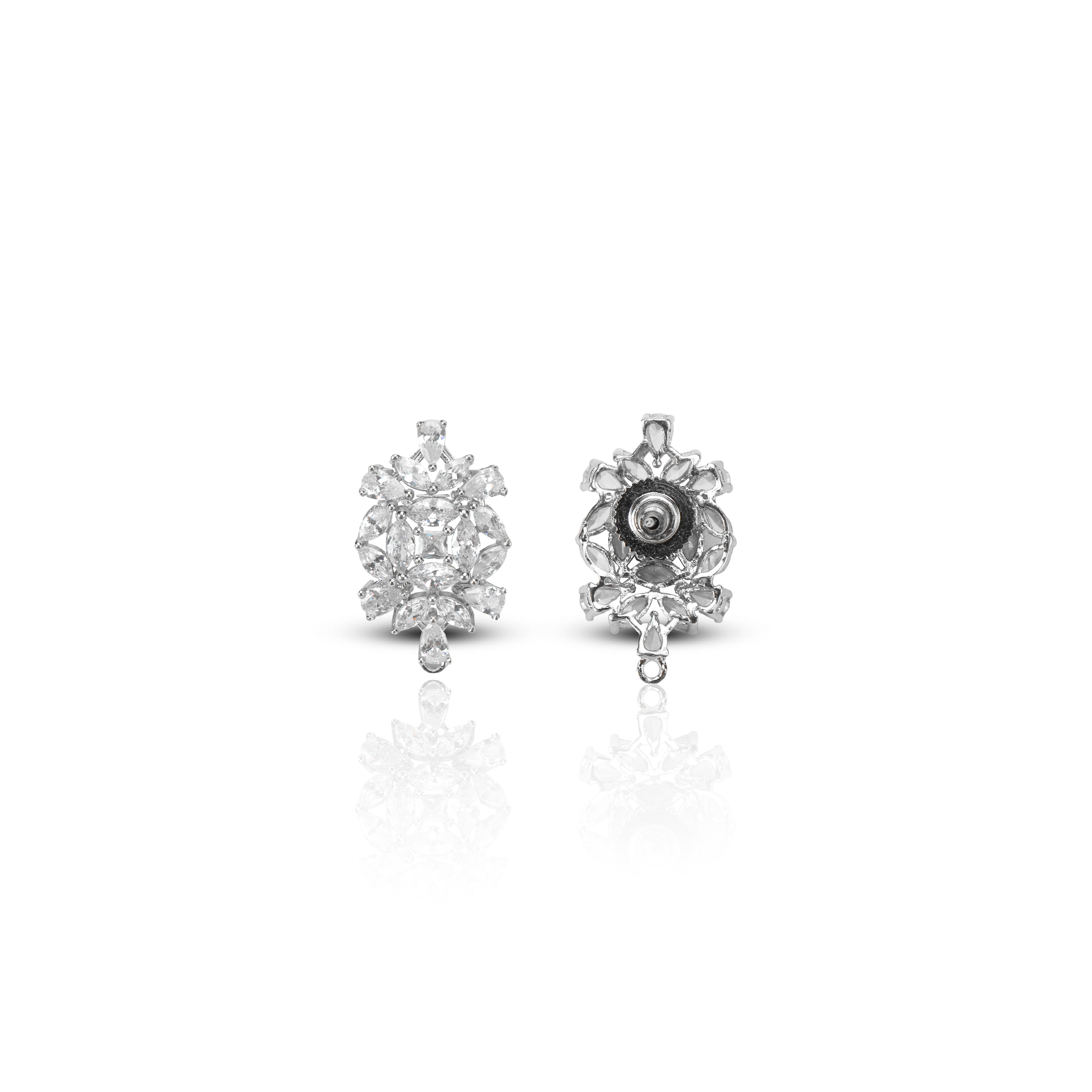 Women's Zirconia Floral Bouquet Stud Earrings