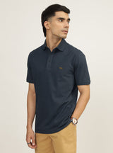 Men's Blue Casual Regular Fit Solid Half Sleeves Polo Tshirt