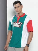 Men's Boxy Looney Tunes Printed Polo Collar Tshirt