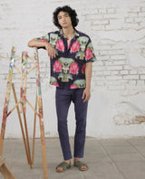 Men's Purple Casual Regular Fit Printed Half Sleeves Shirt