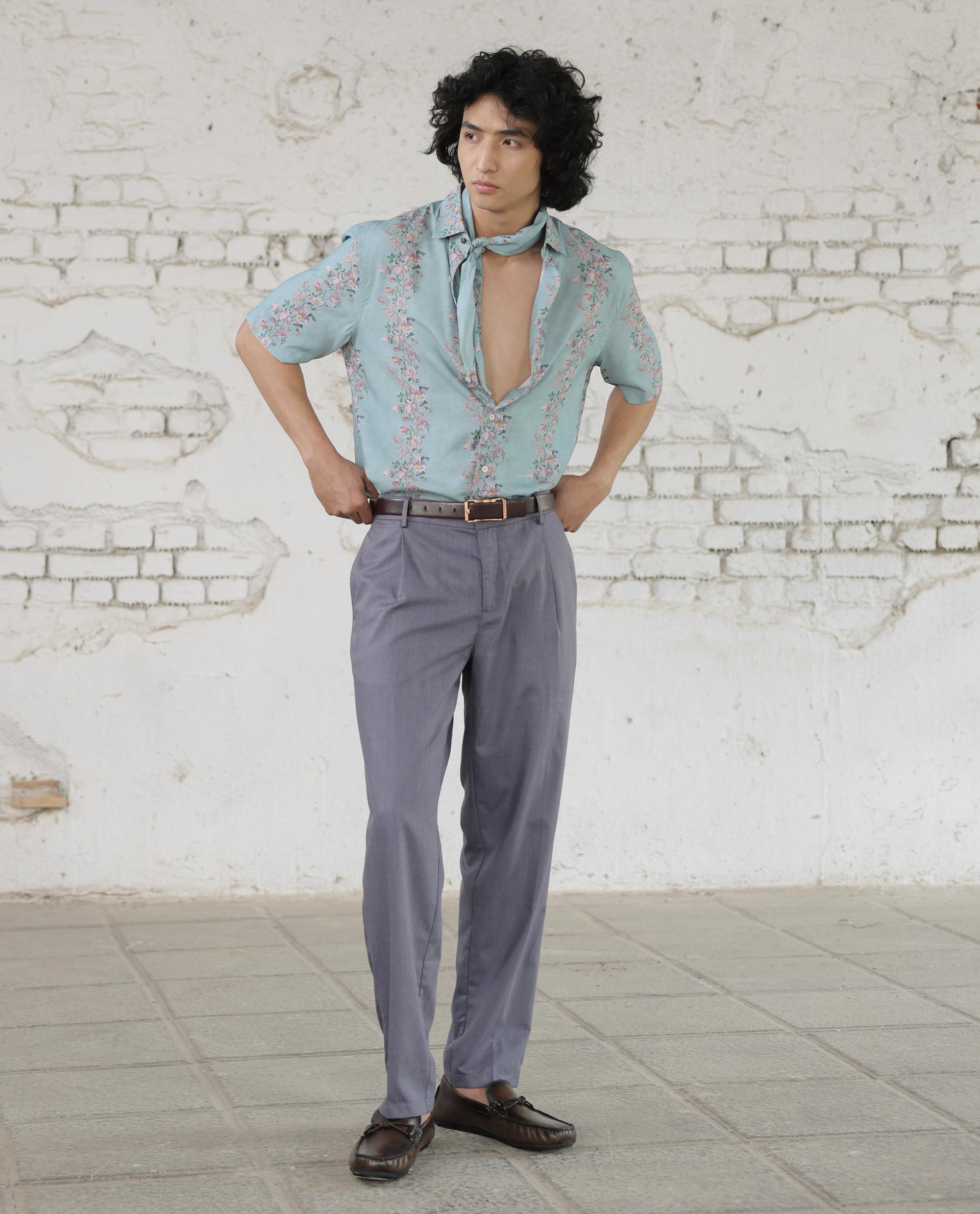 Men's Purple Casual Regular Fit Solid Trouser