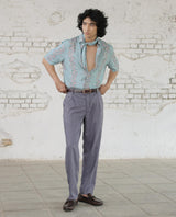 Men's Purple Casual Regular Fit Solid Trouser