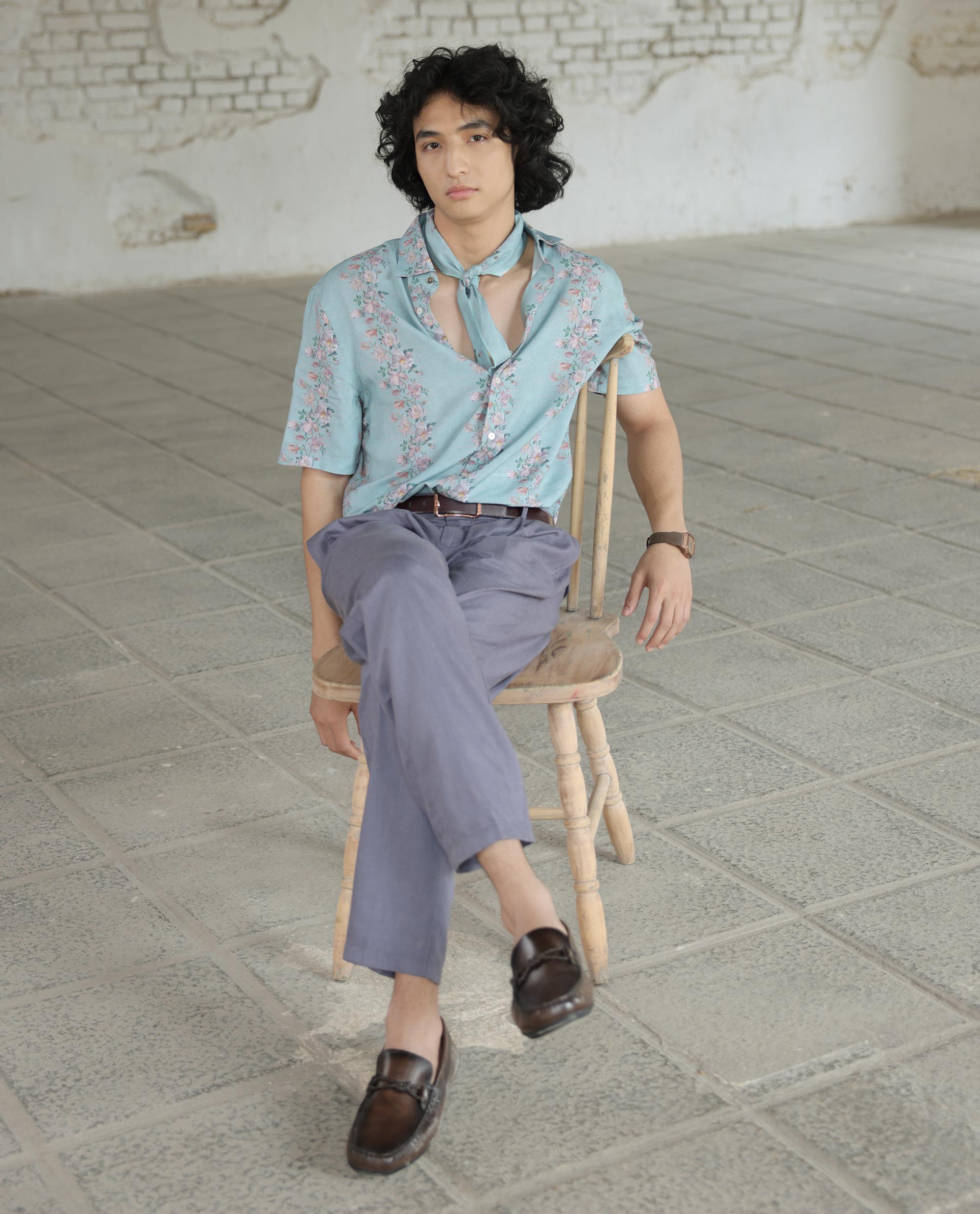 Men's Purple Casual Regular Fit Solid Trouser