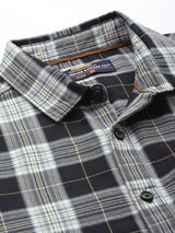 Men's Regular Fit Checkered Full Sleeves Cutaway Collar Casual Shirt
