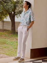 Men's White Casual Relaxed Fit Printed Half Sleeves Shirt