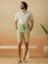 Men's Green Casual Regular Fit Printed Half Sleeves Shirt