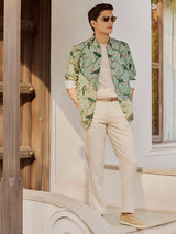 Men's Green Casual Regular Fit Printed Full Sleeves Shirt