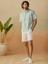 Men's Green Casual Relaxed Fit Printed Half Sleeves Shirt