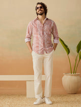 Men's Brown Casual Regular Fit Printed Full Sleeves Shirt
