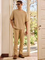 Men's Brown Casual Regular Fit Solid Half Sleeves Tshirt