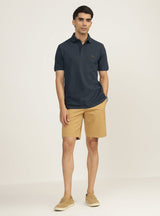 Men's Blue Casual Regular Fit Solid Half Sleeves Polo Tshirt