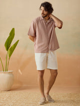 Men's Brown Casual Relaxed Fit Solid Half Sleeves Shirt