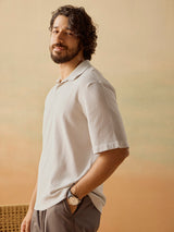 Men's Grey Casual Relaxed Fit Solid Half Sleeves Polo Tshirt