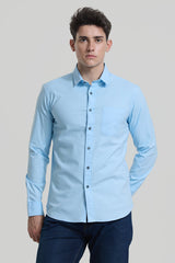 Men's Blue Casual Slim Fit Solid Full Sleeves Shirt