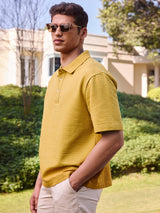 Men's Yellow Casual Regular Fit Solid Half Sleeves Polo Tshirt