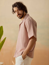 Men's Brown Casual Relaxed Fit Solid Half Sleeves Shirt