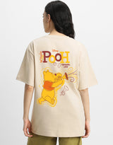 Women's Beige Casual Printed Oversized Half Sleeves Tshirt