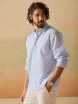 Men's Blue Casual Relaxed Fit Solid Full Sleeves Shirt